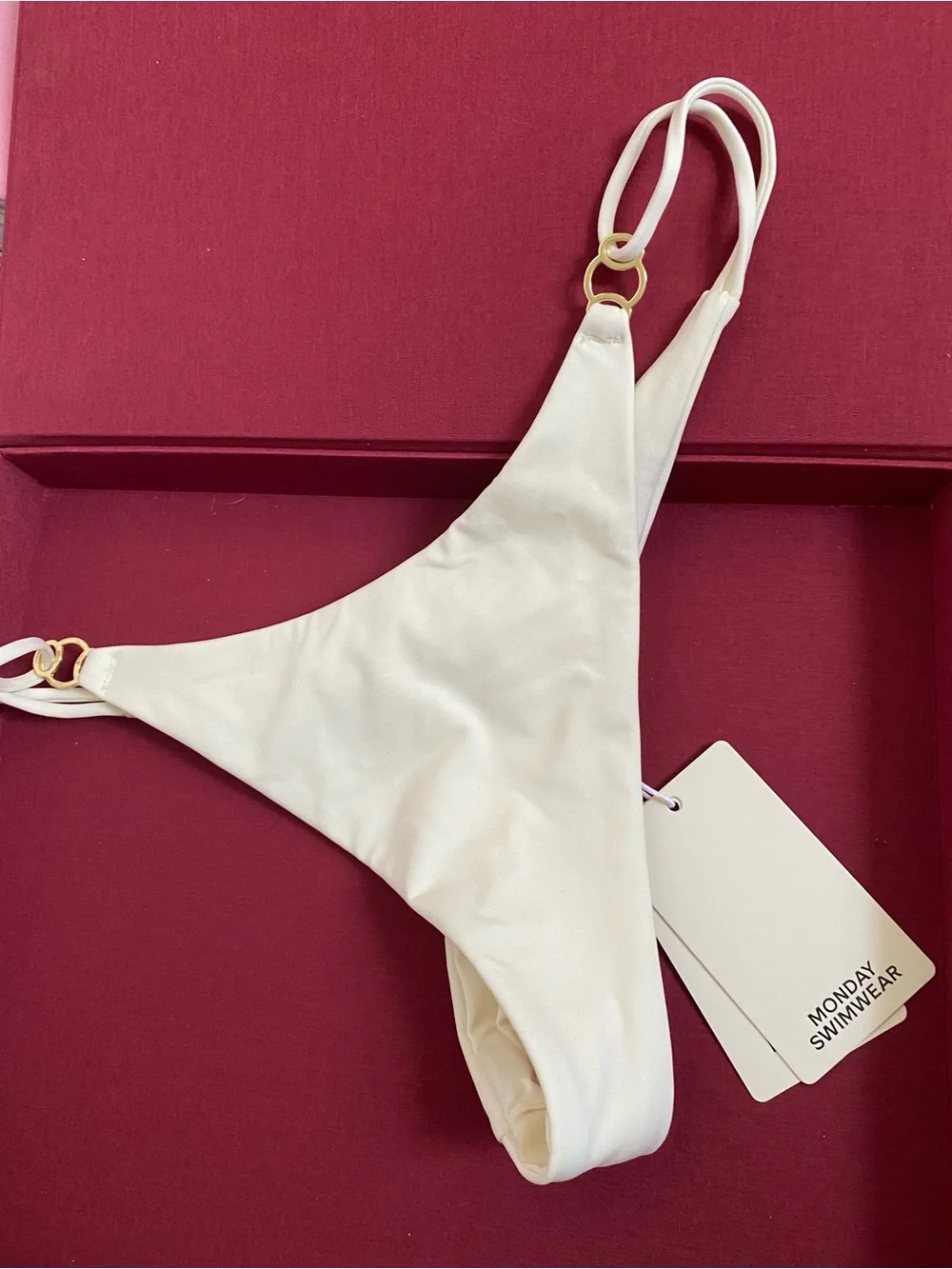 Never-Worn Monday Swimwear Cream Bikini Top & Matching Cheeky Bottom